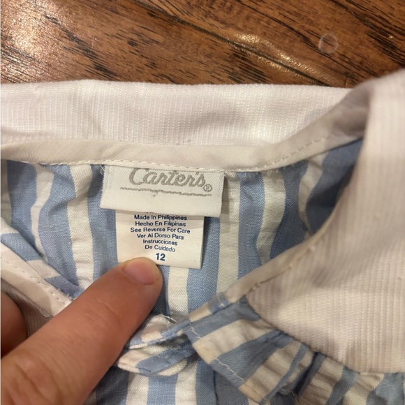 Vintage Carter’s Blue Striped Baby Romper | Size 12M - Picture 4 of 6